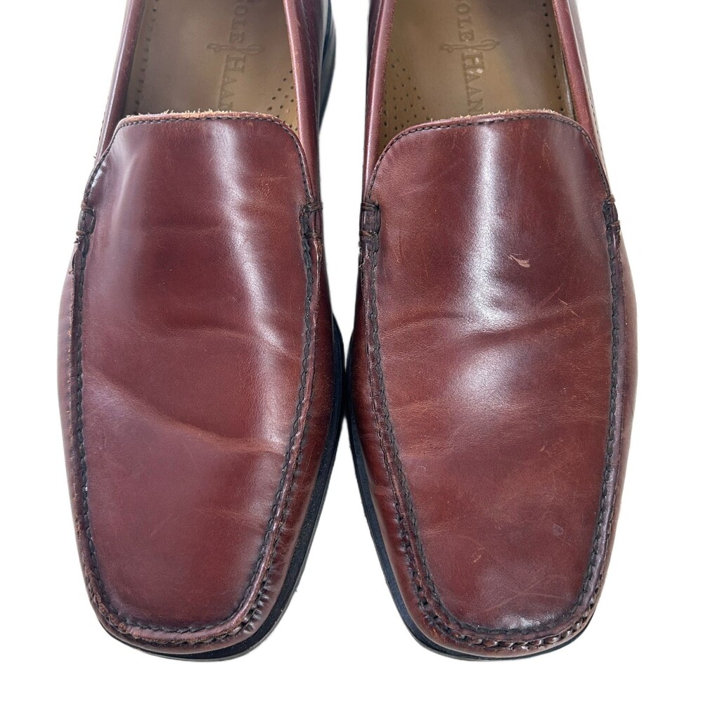 Cole Haan Shoes Mens 11 Brown Leather Loafers Minimalist Preppie Square Toe - Picture 2 of 9